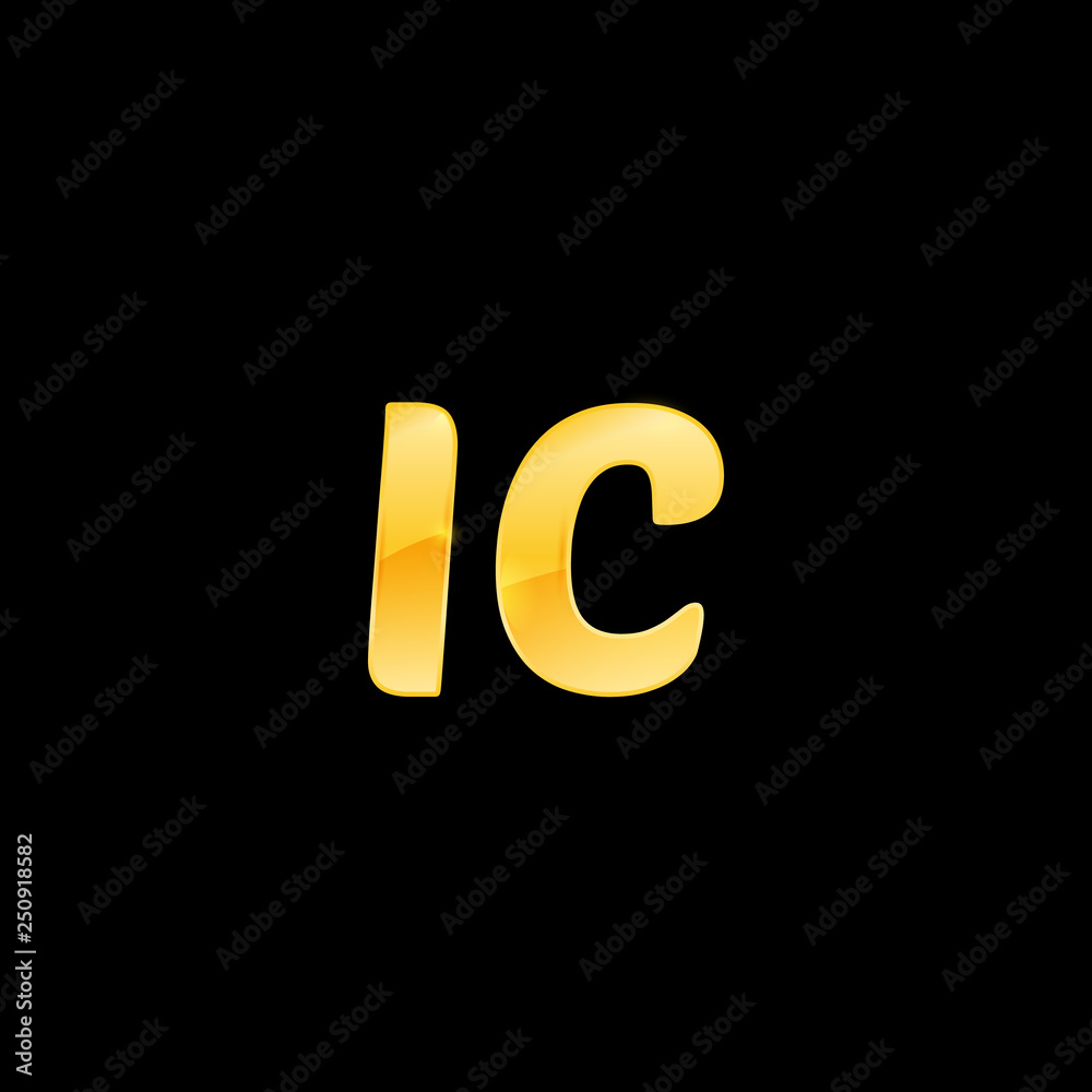 Initial letters IC with logo design inspiration gold metallic texture, trendy, 3d glossy texture, overlapping, based alphabet logo for media company identity, isolated on black background. Initial letters IC with logo design inspiration gold metallic texture, trendy, 3d glossy texture, overlapping, based alphabet logo for media company identity, isolated on black background.
