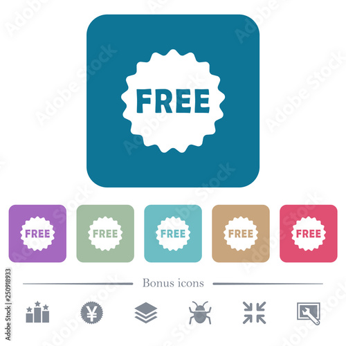 Free sticker flat icons on color rounded square backgrounds