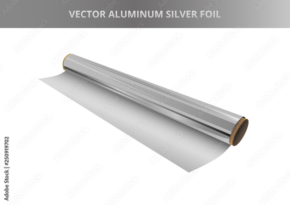 Vector illustration of open roll of silver aluminium foil. Kitchen packaging element, hot stamping foil or other.Icon is isolated on a white background. Vector illustration of open roll of silver aluminium foil. Kitchen packaging element, hot stamping foil or other.Icon is isolated on a white background.
