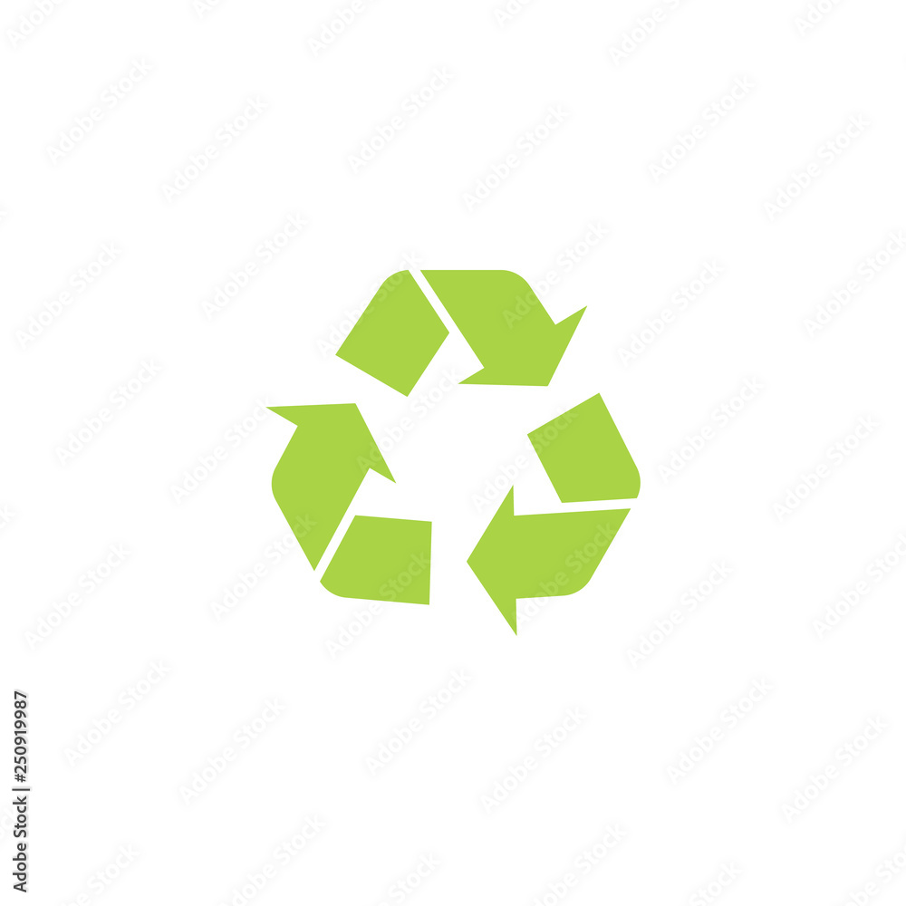 Recycle triangle icon with arrows in a flat style. Recycle triangle icon with arrows in a flat style.