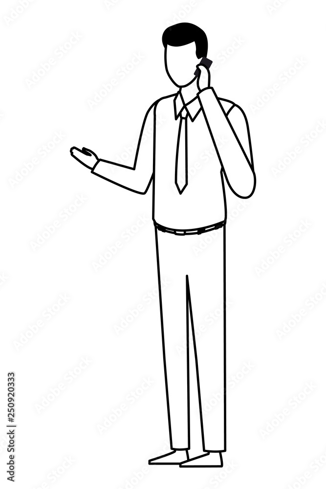 business call businessman faceless black and white business call businessman faceless black and white