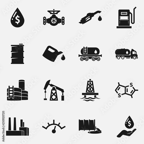 Set of oil and gas vector icons.