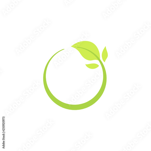 Recycle eco natural icon with green leaf.