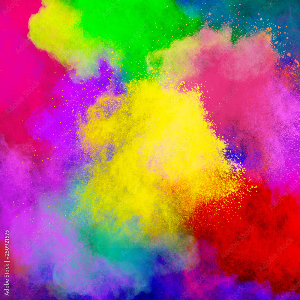Colorful powder explosion on white background. Colored cloud. Colorful dust  explode. Paint Holi. Stock Photo | Adobe Stock