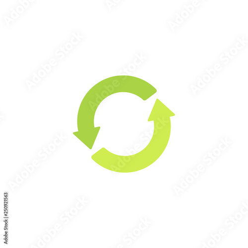 Recycling green sign. Eco logo or icon with green arrows in a circle.