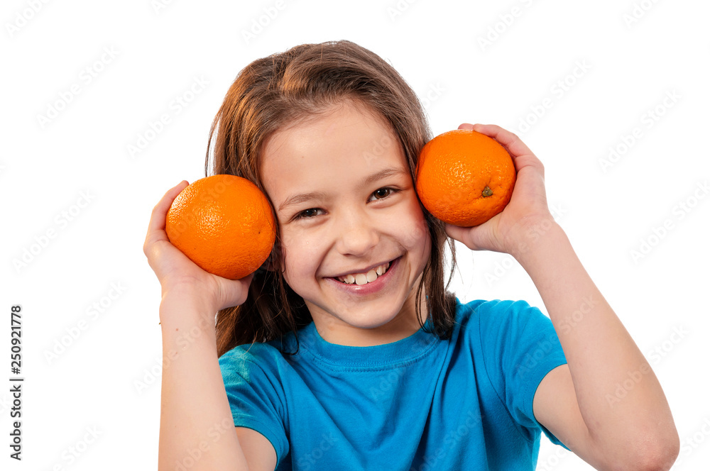Happy child with fruits Happy child with fruits
