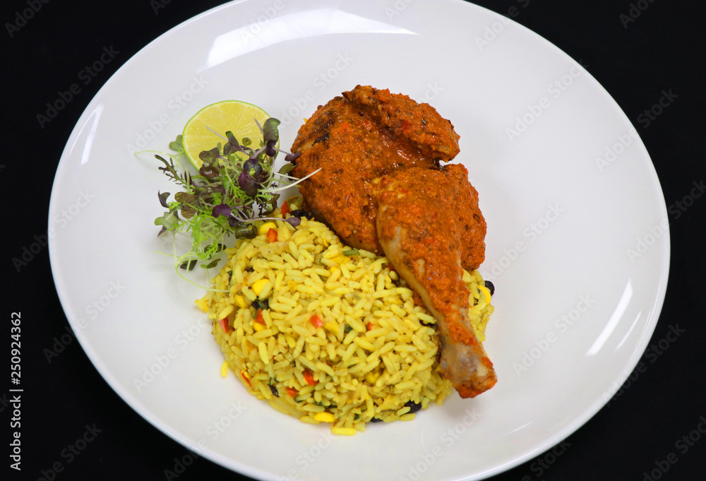 Durban style chicken with oporto rice Durban style chicken with oporto rice
