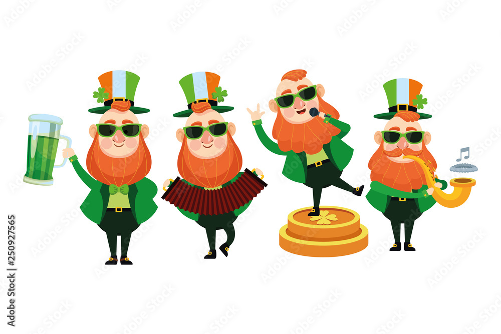 Fototapeta premium Saint patricks funny elves cartoons