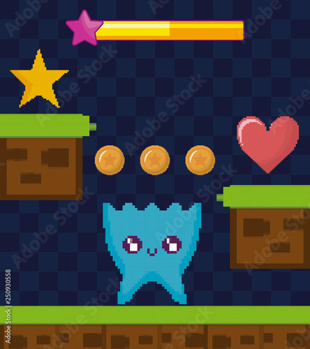 classic video game scene with alien character