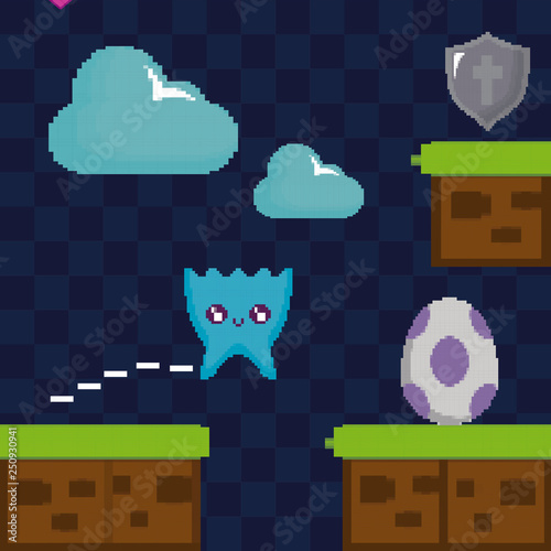 classic video game scene with alien character