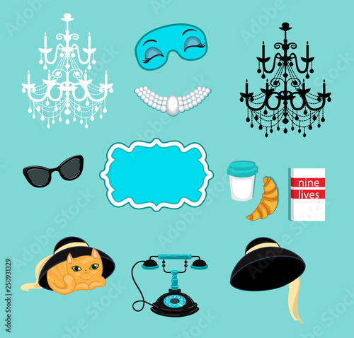 Set of vector icons for retro party