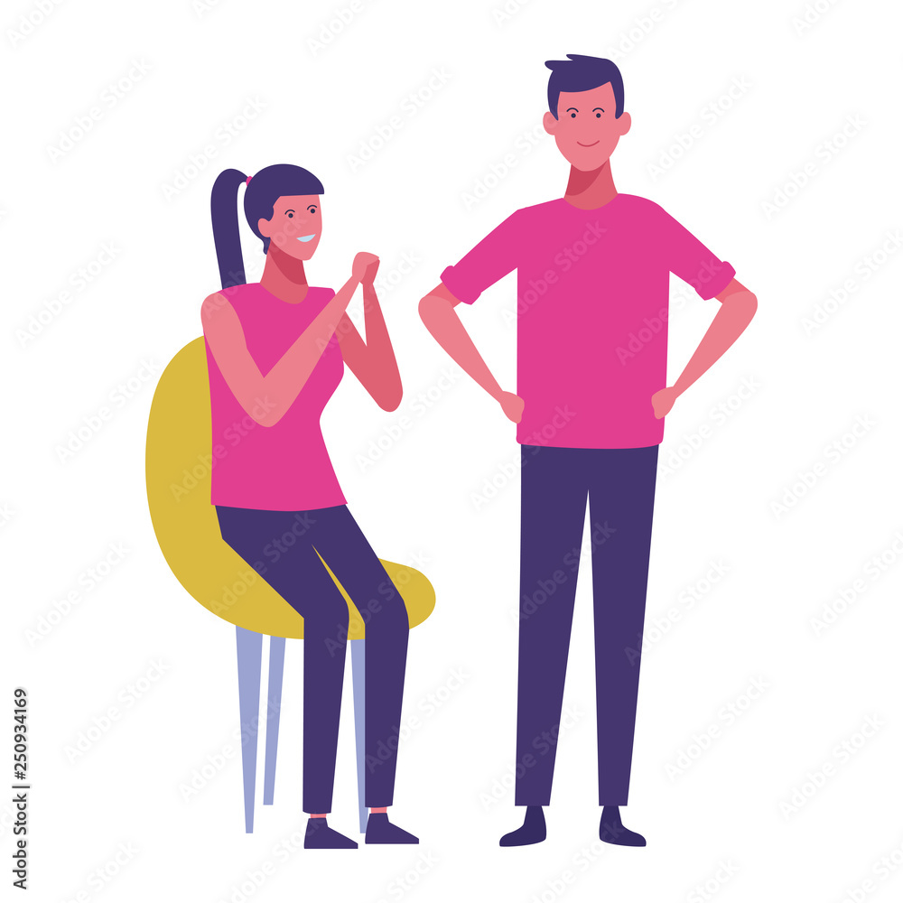 young couple cartoon