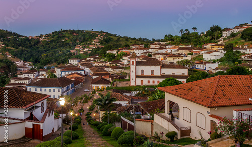 View of the city of Serra in the state of Minas Gerais just after sunset. Brazil. photo