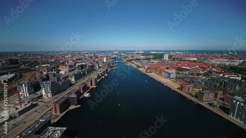 Aerial Denmark Copenhagen June 2018 Sunny Day 15mm Wide Angle 4K Inspire 2 Prores  Aerial video of downtown Copenhagen in Denmark on a sunny day with a wide angle lens. photo