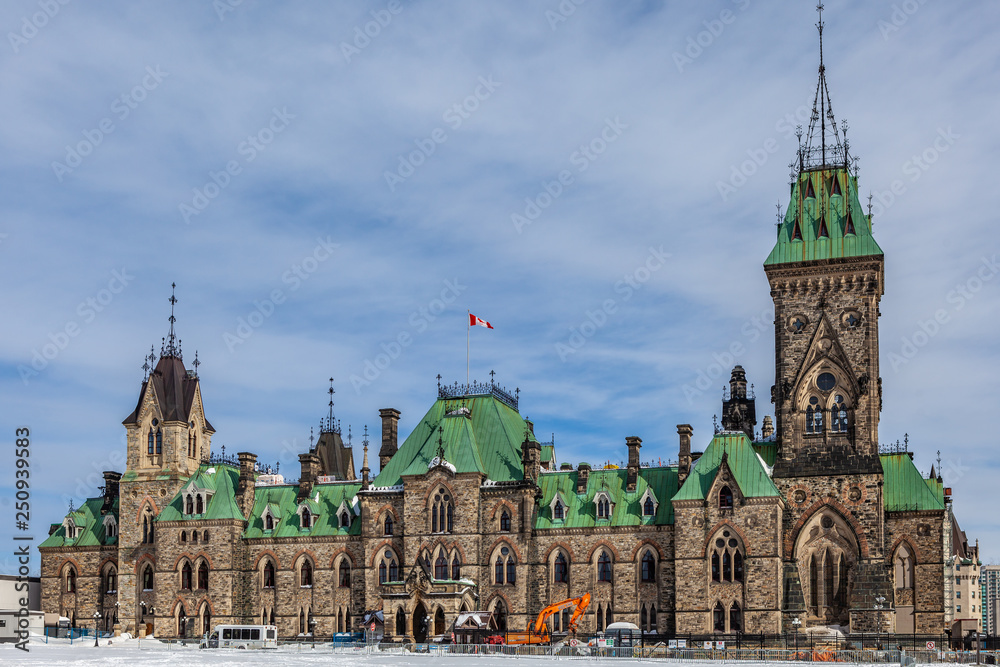 Fototapeta premium Ottawa CANADA - February 17, 2019: Federal Parliament Building of Canada in Ottawa, North America