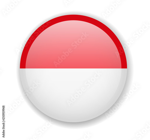Indonesia flag round bright icon vector Illustration