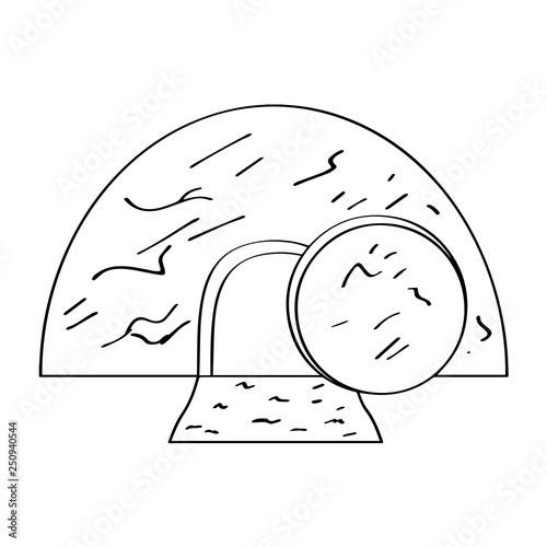 Isolated Jesus tomb outline. Vector illustration design