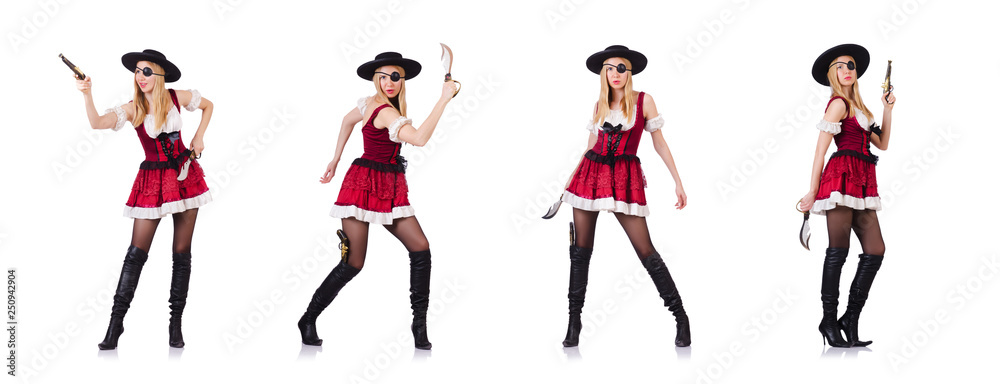Woman pirate isolated on the white Woman pirate isolated on the white