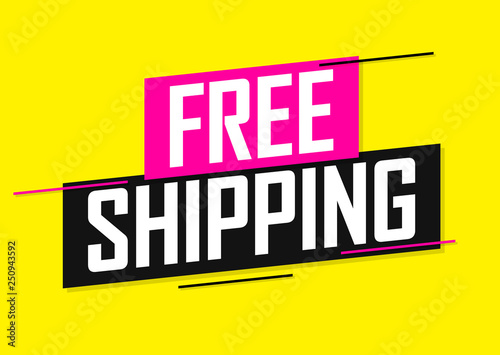 Free Shipping, banner design template, sale tag, vector illustration
