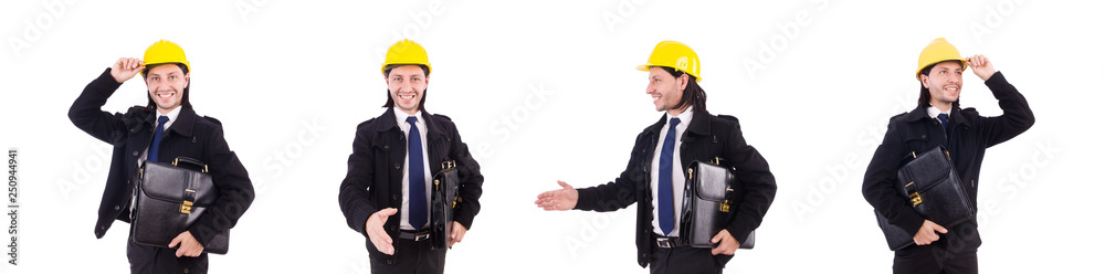 Young construction architect isolated on the white Young construction architect isolated on the white