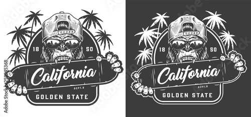 Vintage monochrome skateboarding print