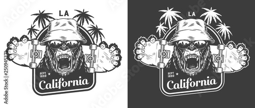 Vintage skateboarding monochrome label