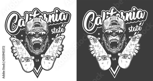 Monochrome skateboarding badge