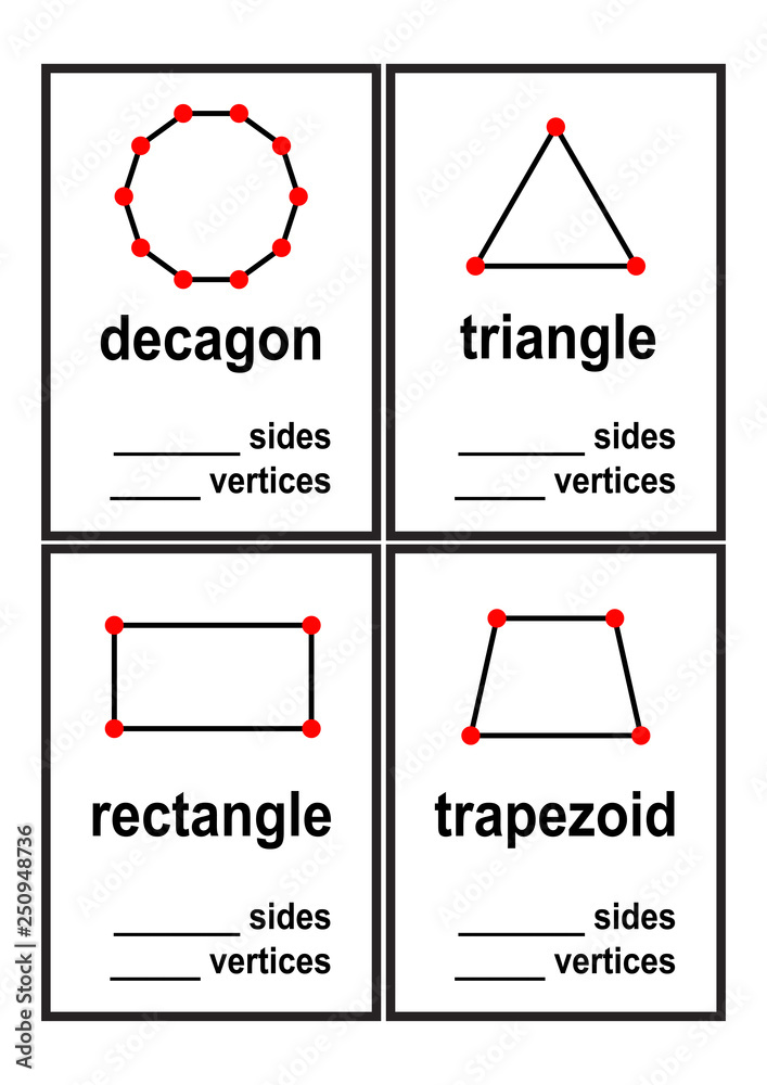count sides and vertices shapes worksheet for preschool kids