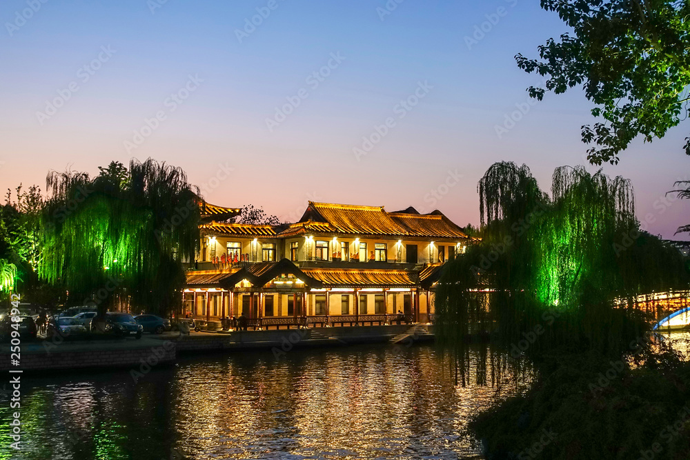 Fototapeta premium night view of daming lake in jinan shandong China