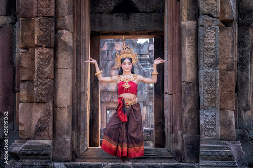 Absara portrait in Muang Tam Sanctuary, the ancient castle in Burirum, Thailand photo