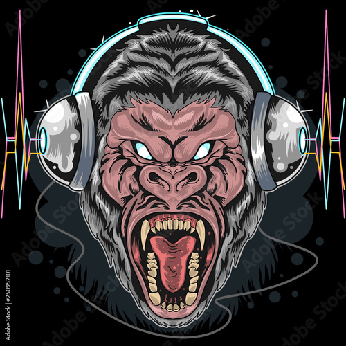 GORILLA HEAD PHONE VECTOR