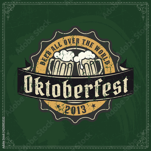 Beer brewery logo on green chalkboard texture