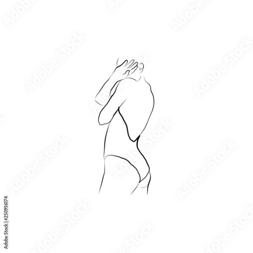 abstract face one line drawing. Portrait minimalistic style . One line. Single line drawing