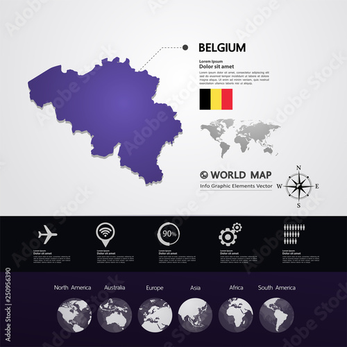Belgium map vector illustration.