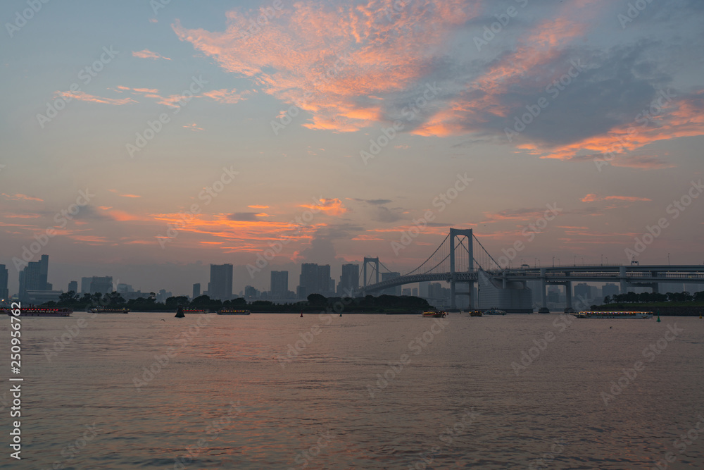 Tokyo city at sunrise and clouds background. Tokyo city at sunrise and clouds background.