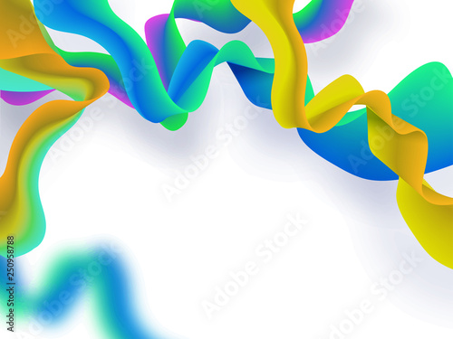 Colourful curved waves abstract illustration white background.