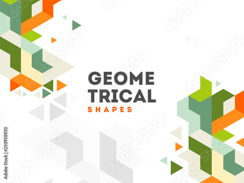 Prensation template or poster design with geometrical abstract shapes.