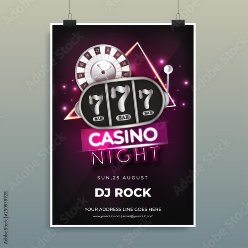 Casino Night template for flyer design with time, date and venue details.