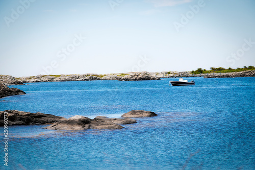 blue sky over an ocean inlet in Newport Rhode Island