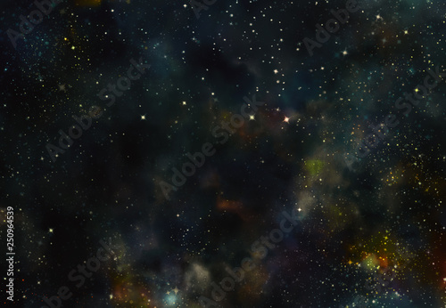 Star field in galaxy space with nebula, abstract watercolor digital art painting for texture background © jakkaje8082