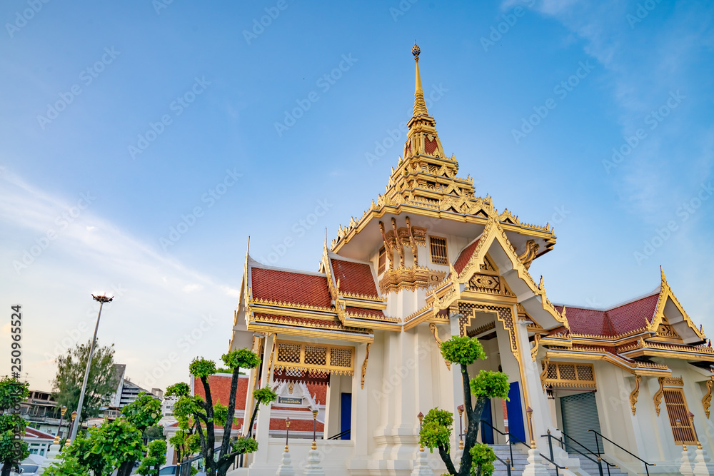 White and gold Crematory in Bangkok, Thailand.