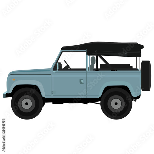 vector illustration ,old off-road car isolated on white background