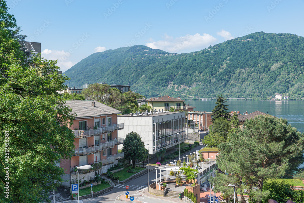 Lake Lugano and Campione d'Italia, Italy. City known for the casino
