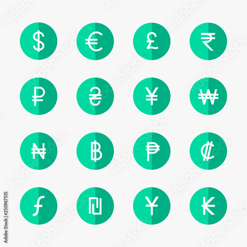 collection of currency symbols and icons