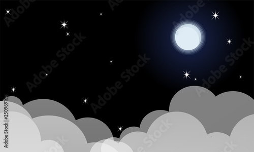 The full moon Night sky with stars.