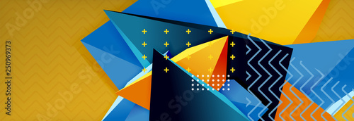 3d triangular shapes geometric background. Origami style pattern with triange shapes for decorative design. Poster design. Line design. Modern presentation template