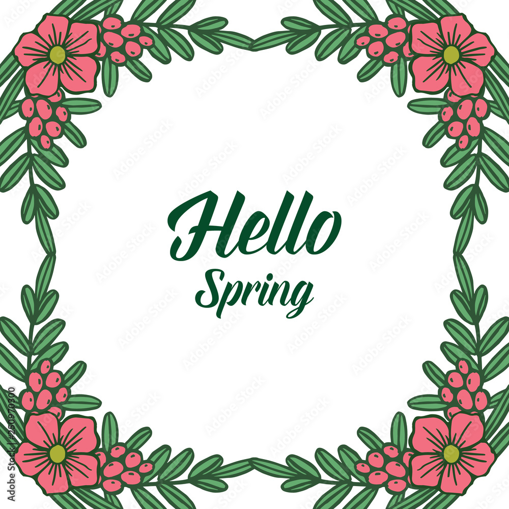 Vector illustration greeting card hello spring with various forms of flower frames hand drawn Vector illustration greeting card hello spring with various forms of flower frames hand drawn