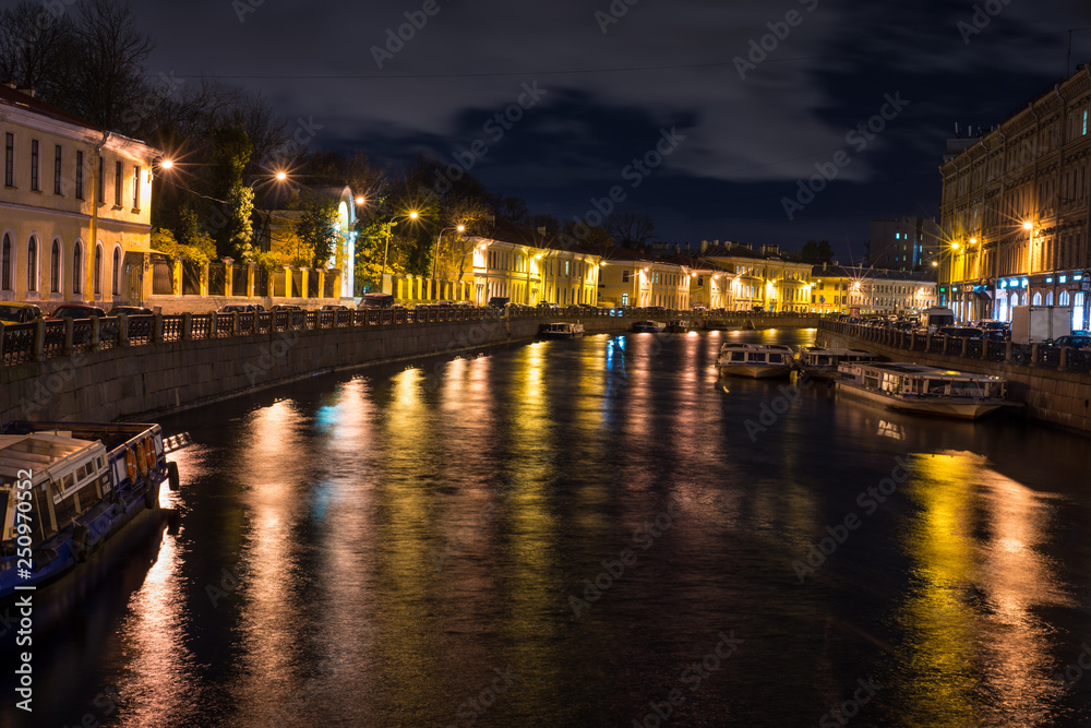 unique architecture Street St. Petersburg night