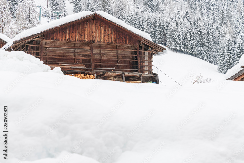 Snow magic. Walk in the ancient village of Sappada. Friuli