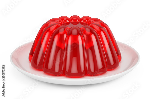 Jelly on a plate isolated on white. 3d rendering photo